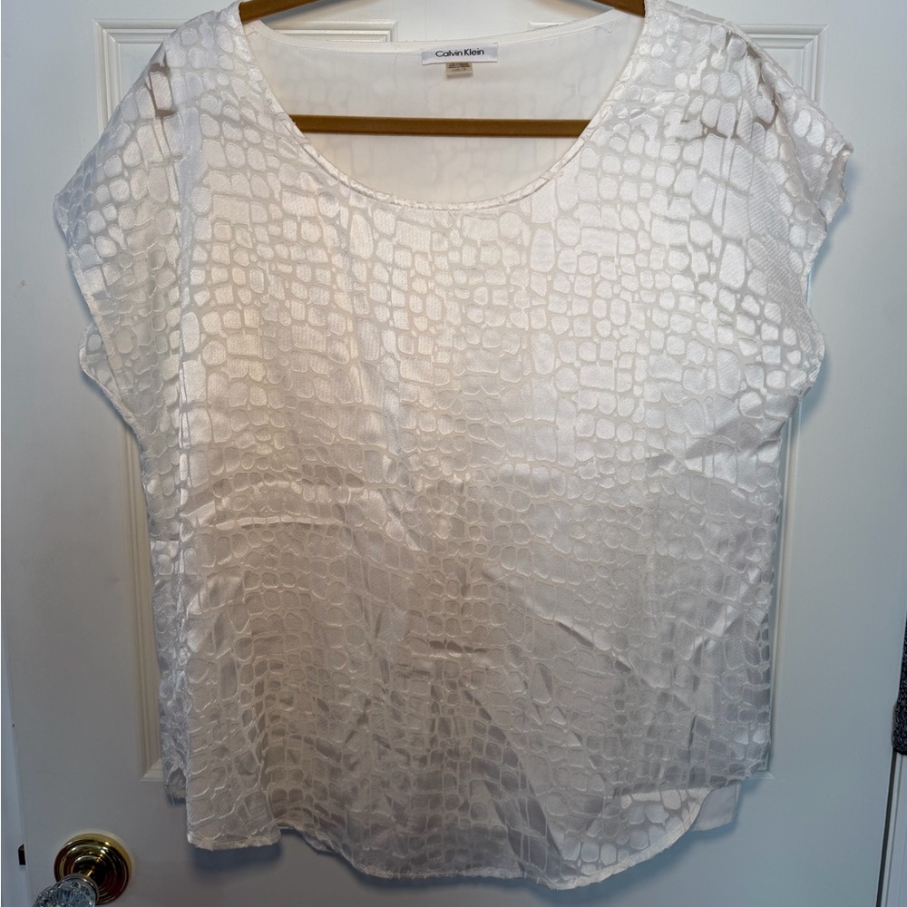 Calvin Klein Croc-Textured White Blouse